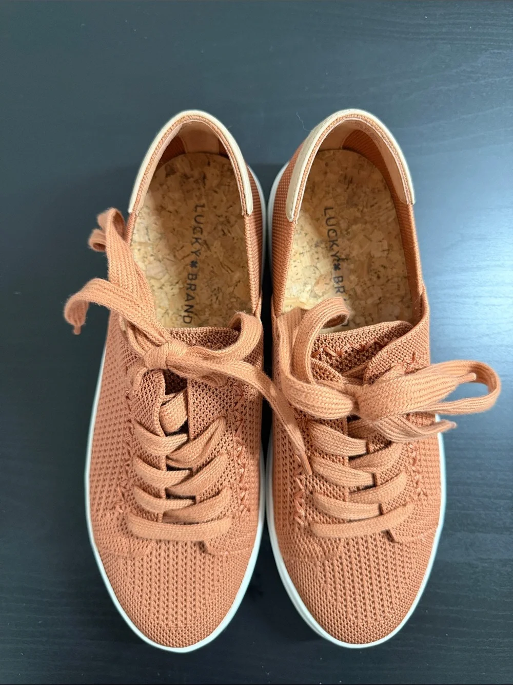 Lucky Brand Terracotta Knit Sneaker with White Trim